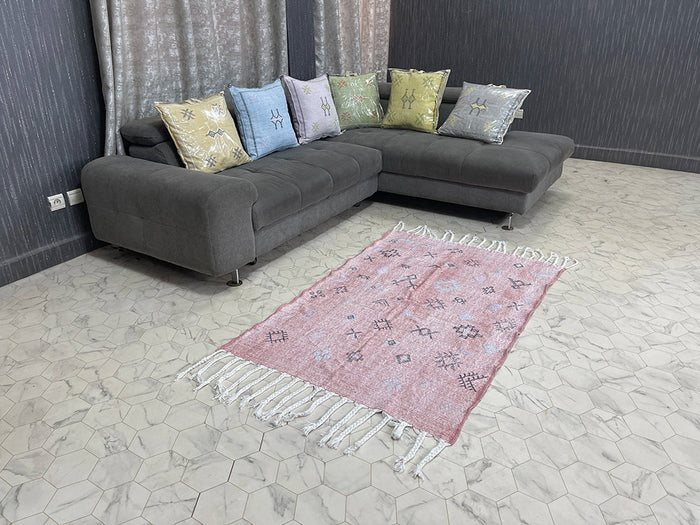 Blush Watermelon by Bazarugs — Authentic Natural Cactus Silk Rug, 3x5 ft