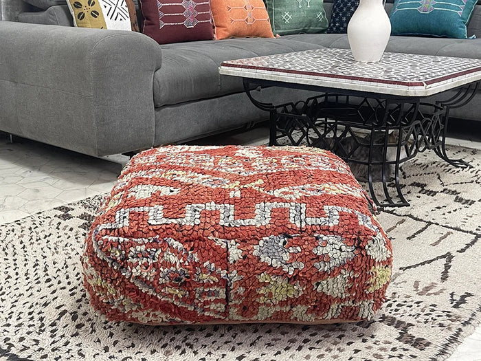 Bazarugs Bowery Red — Handwoven Kilim Pouf