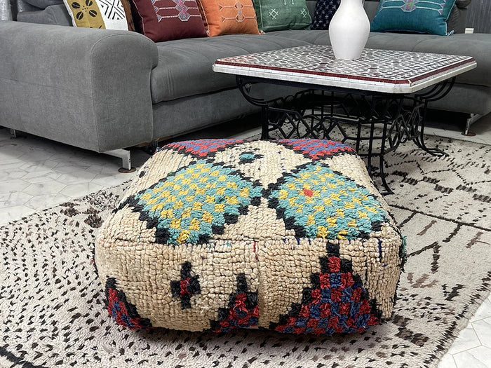 Bazarugs Moroccan Kilim Pouf — Diamondat