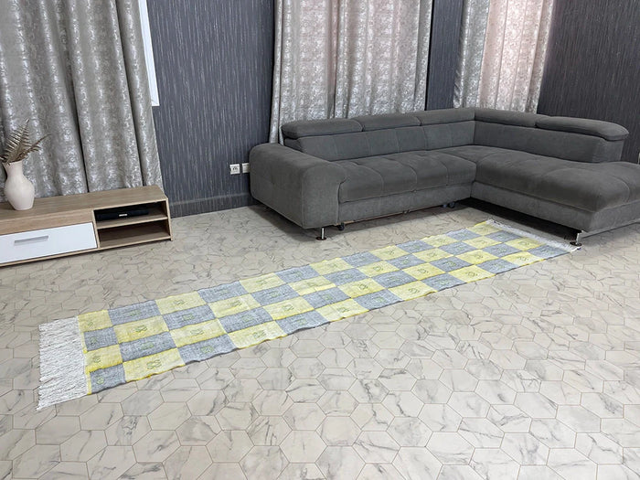 Bazarugs Luxury Natural Cactus Silk Rug in Golden Horizon, 2x9 ft