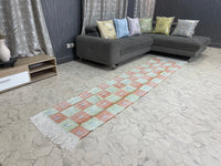 Checkered Orange and Green cactus silk Rugs