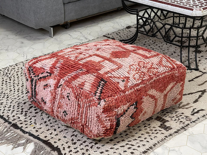 Bazarugs Lexington Red — Handwoven Kilim Pouf