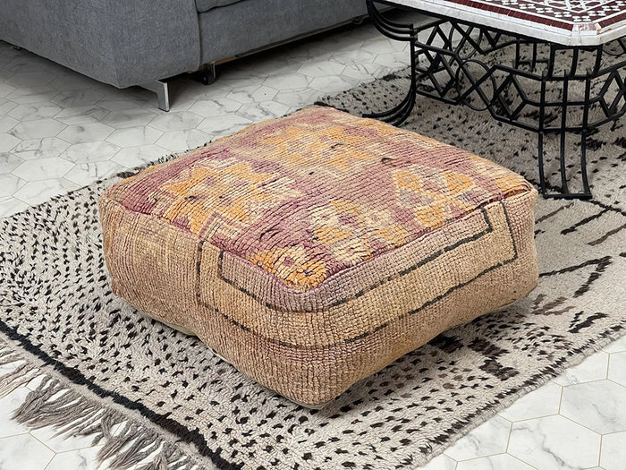 Libyan Luster Kilim Pouf by Bazarugs — Handmade Moroccan Ottoman