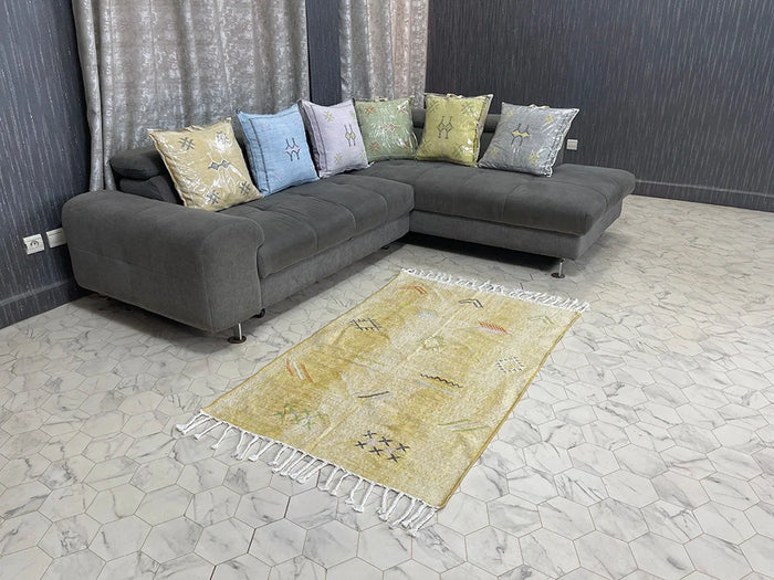 Lemon Zest by Bazarugs — Authentic Natural Cactus Silk Rug, 3x5 ft