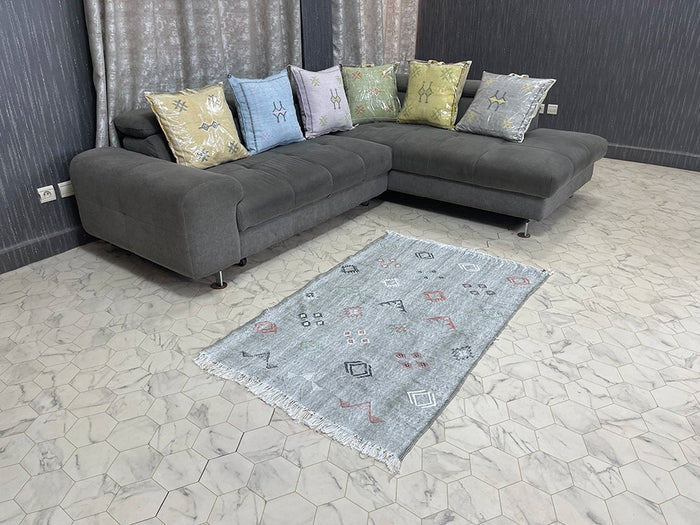 Bazarugs Natural Cactus Silk Rug — Misty Oasis, 3x5 ft