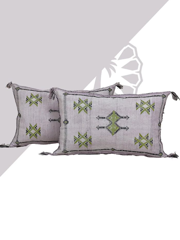 Purple Handwoven Moroccan pillow with colorful Berber patterns