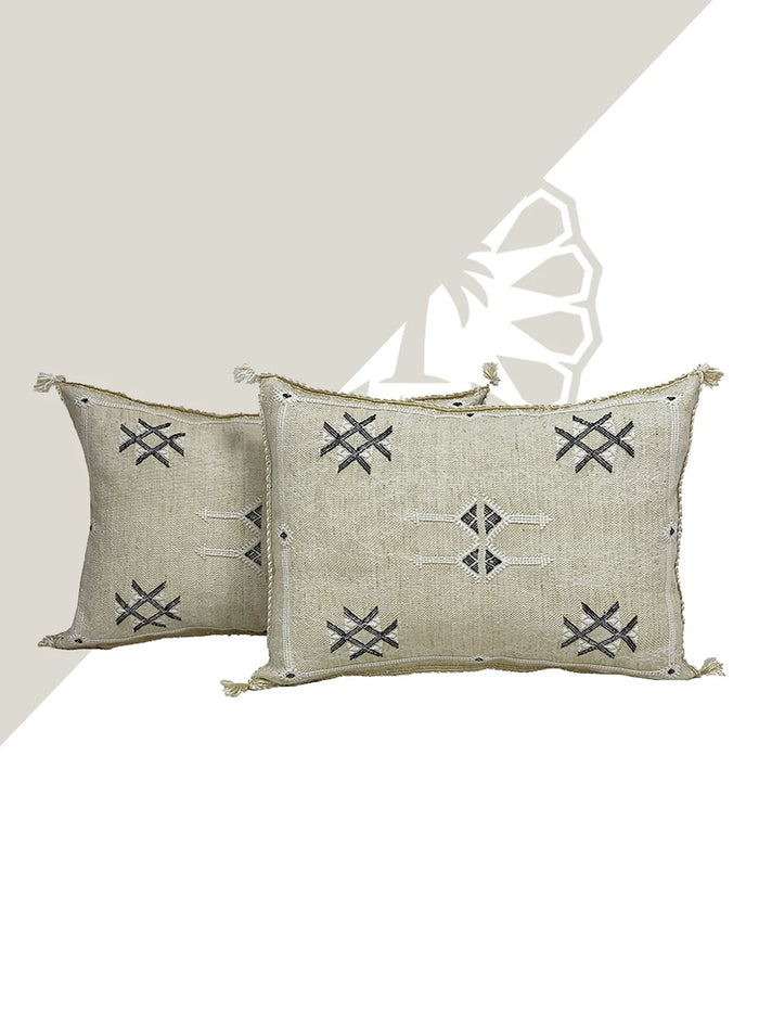 Yellow Handwoven Moroccan pillow with colorful Berber patterns