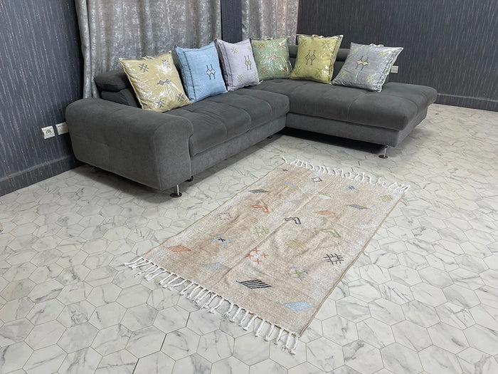 Bazarugs Luxury Natural Cactus Silk Rug in Serenity Sands, 3x5 ft