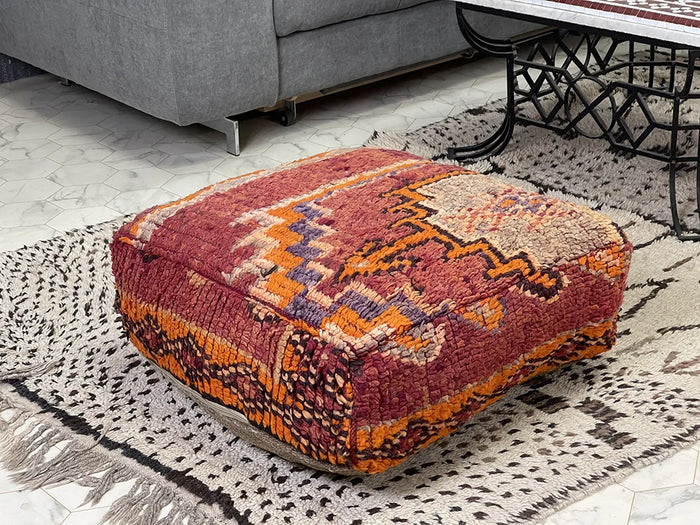 Bazarugs Spicy Cinnamon — Handwoven Kilim Pouf