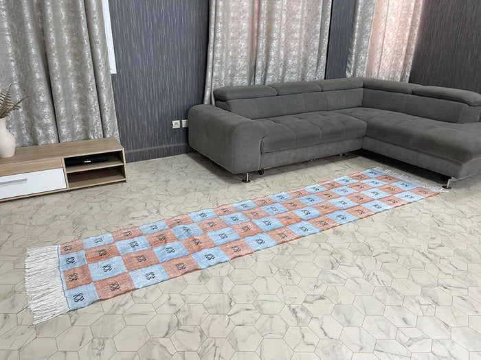 Bazarugs Natural Cactus Silk Rug — Tango Sunset, 2x9 ft