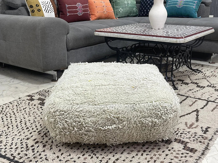 Wanaka Glacier Kilim Pouf by Bazarugs — Handmade Moroccan Ottoman