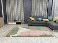 Custom Beni Ourain Rug - Made to Order Moroccan Wool in Sage, Pink & Taupe