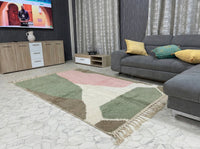 Custom Beni Ourain Rug - Made to Order Moroccan Wool in Sage, Pink & Taupe