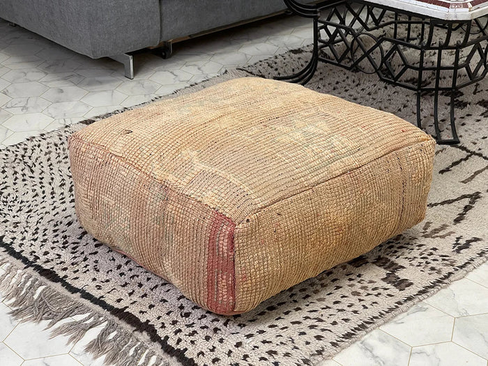 Bazarugs Apricot Dreams — Handwoven Kilim Pouf