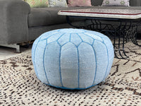 Blue cactus silk pouf