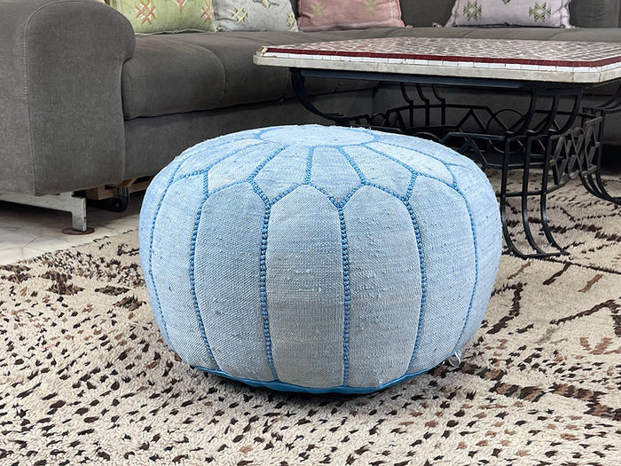 Blue cactus silk pouf