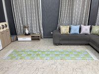 Checkered Green and blue cactus silk Rugs
