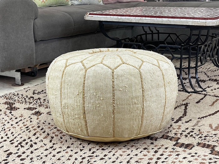 yellow cactus silk pouf