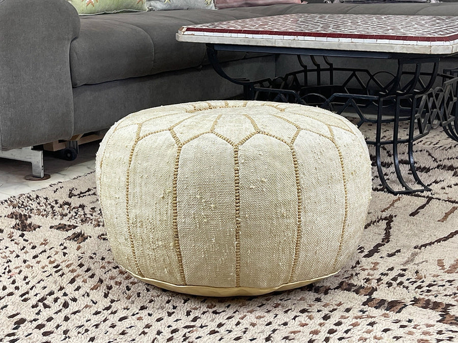 yellow cactus silk pouf