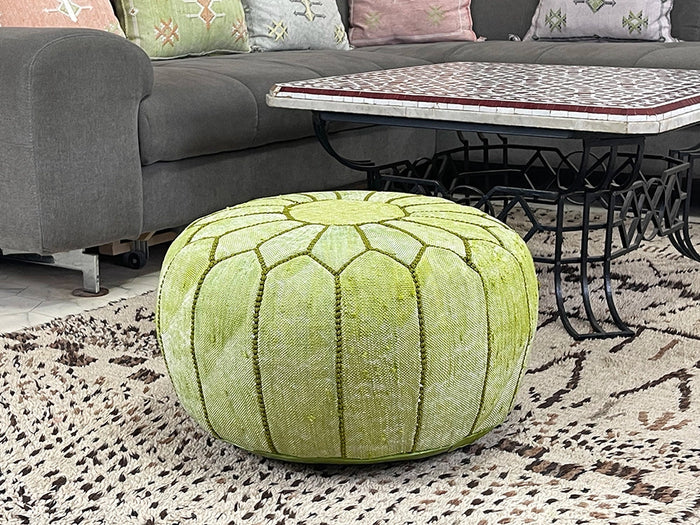 Green cactus silk pouf
