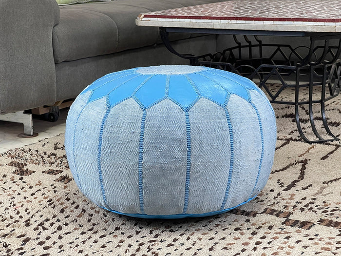 blue cactus silk pouf