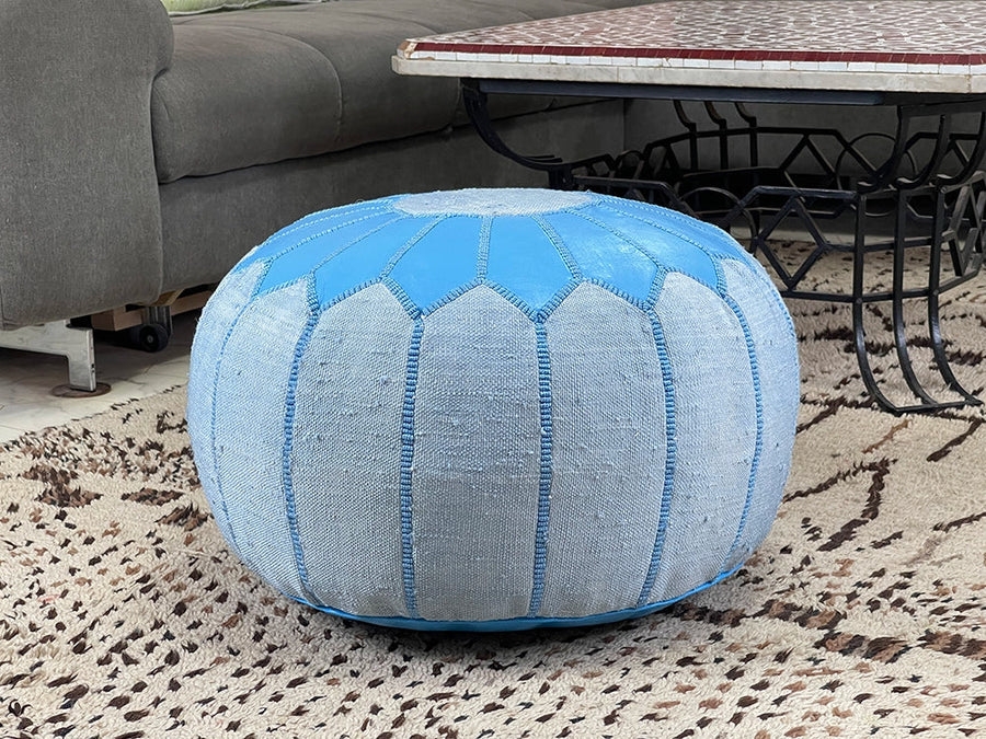 blue cactus silk pouf
