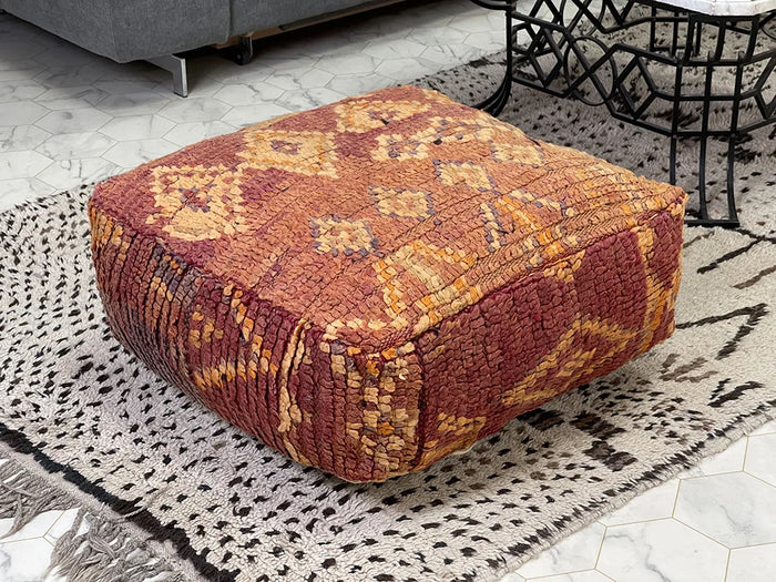 Merry Mocha Kilim Pouf by Bazarugs — Handmade Moroccan Ottoman