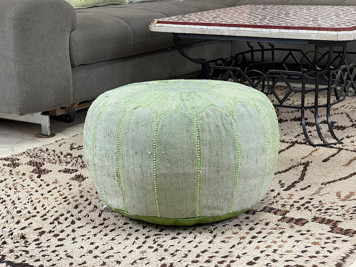 green cactus silk pouf