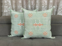 Green Natural cactus silk pillow