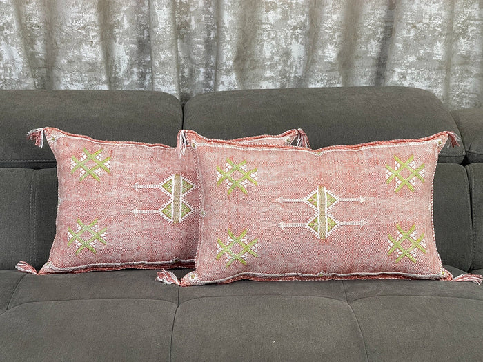 Desert Bloom Moroccan Cactus Silk Pillow Cover by Bazarugs — Handmade Moroccan Accent