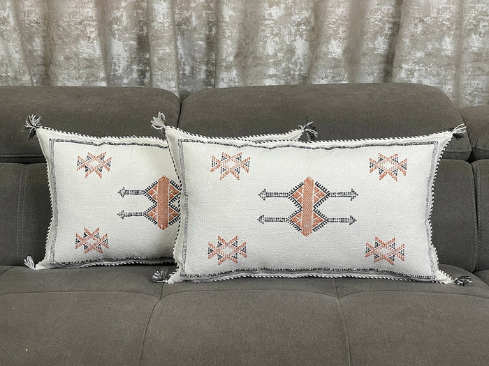 Bazarugs Moroccan Cactus Silk Pillow Cover — FrostBloom - Pink Stitching