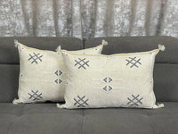 Yellow Handwoven Moroccan pillow with colorful Berber patterns
