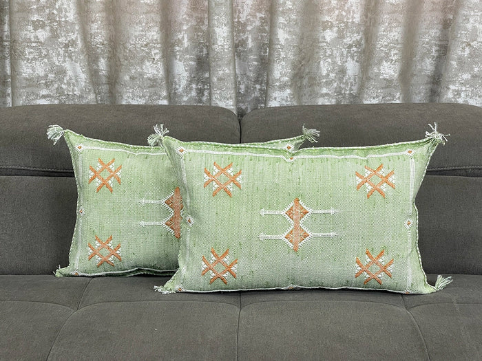 Bazarugs MintWhisper — Handwoven Moroccan Wool Throw Pillow Cover