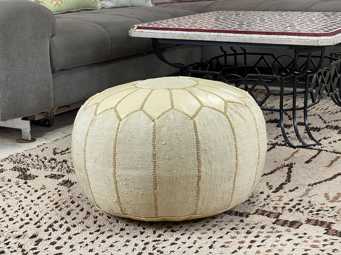 Yellow cactus silk pouf