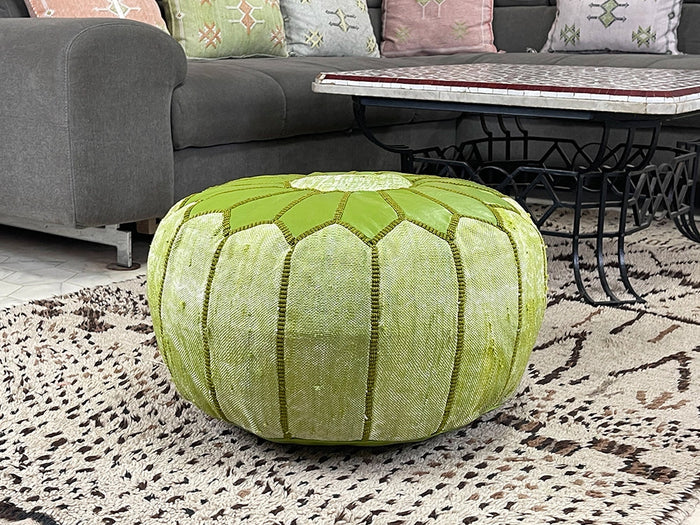 Green cactus silk pouf