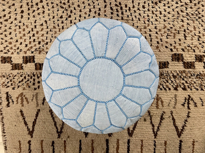 Bazarugs Moroccan Cactus Silk Pouf — Azure Horizon Sky