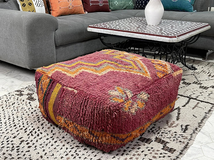 Bazarugs Barzan Towers — Handwoven Kilim Pouf