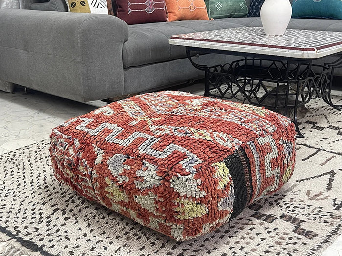 Bazarugs Bowery Red — Handwoven Kilim Pouf