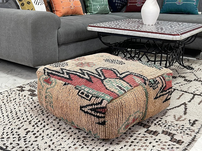 Camel Temptation Kilim Pouf by Bazarugs — Handmade Moroccan Ottoman