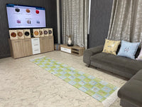 Checkered Green and blue cactus silk Rugs