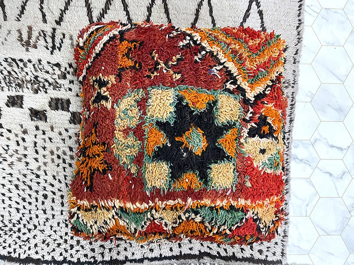 Bazarugs Fiery Dunes — Handwoven Kilim Pouf