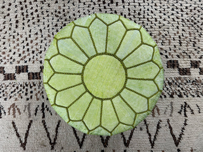 Bazarugs Green Serenity — Handwoven Cactus Silk Pouf