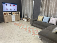 Checkered Orange and Green cactus silk Rugs