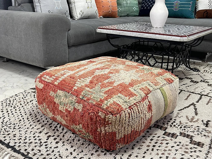 Bazarugs Moroccan Kilim Pouf — Lemon Verbena