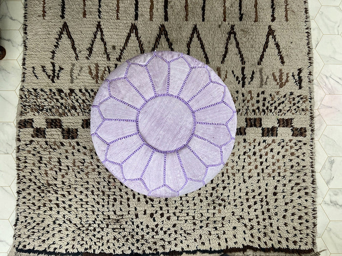 Lilac Dream Cactus Silk Pouf by Bazarugs — Handmade Moroccan Ottoman