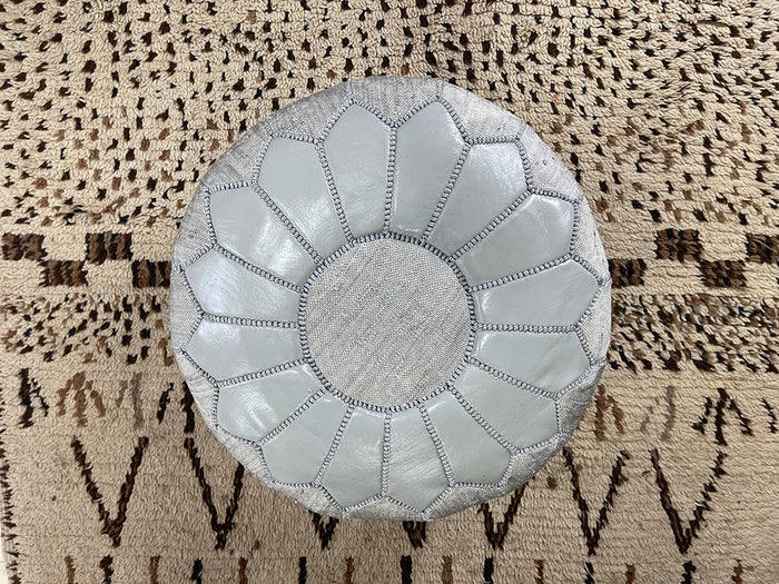 Moonlit Mirage Cactus Silk Pouf by Bazarugs — Handmade Moroccan Ottoman