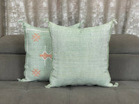 Green Natural cactus silk pillow