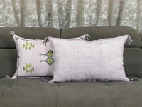 Purple Handwoven Moroccan pillow with colorful Berber patterns