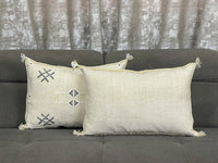 Yellow Handwoven Moroccan pillow with colorful Berber patterns