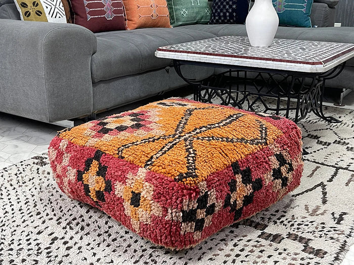 Bazarugs Moroccan Kilim Pouf — Onyx Sunset